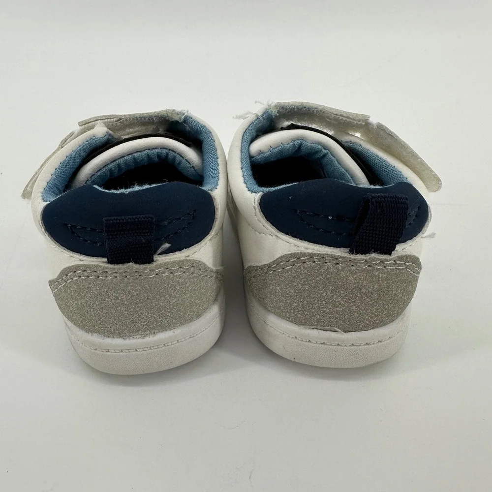 Carter's Every Step Kyle First Walker Sneakers White Navy Size 2.5 Hook & Loop